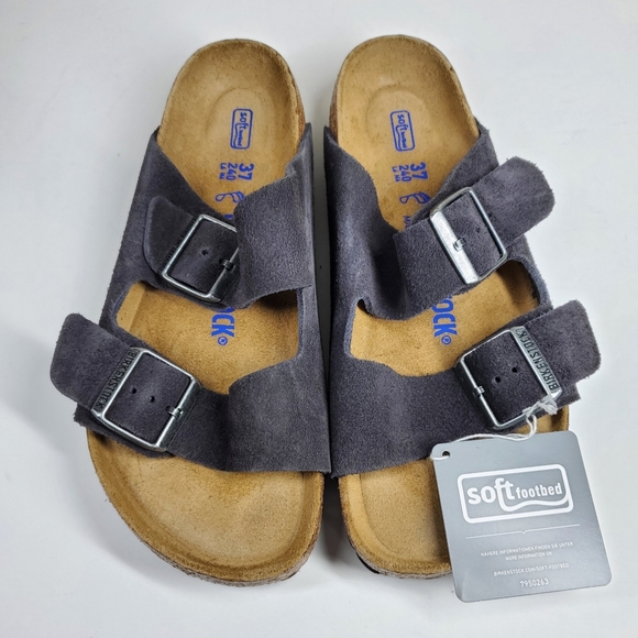 Birkenstock Shoes - New Birkenstock Velvet Gray Suede Leather Sandals